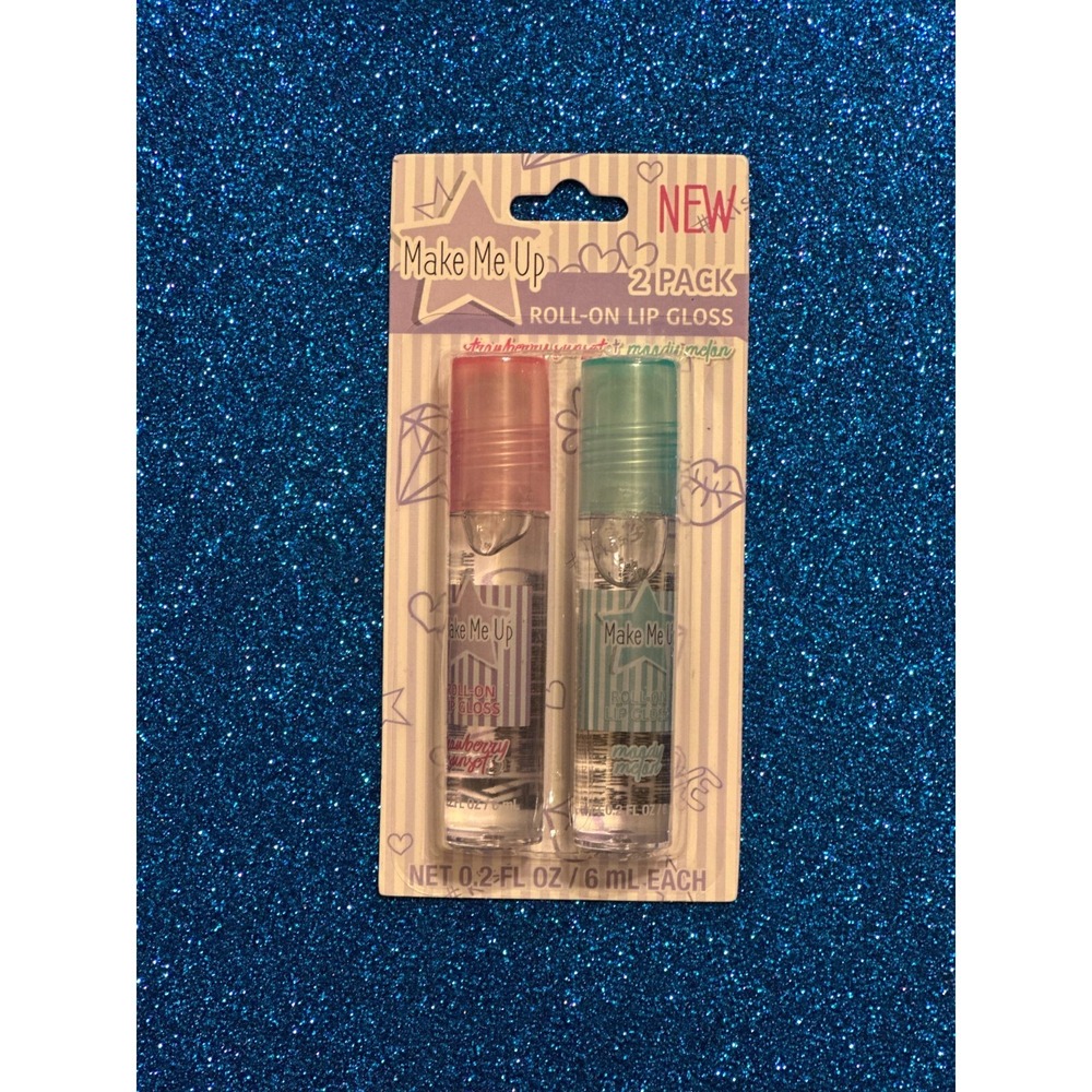 Make Me Up ~ ROLL ON LIP GLOSS, 2 Pk  0.2 oz each ~ STRAWBERRY & MELON